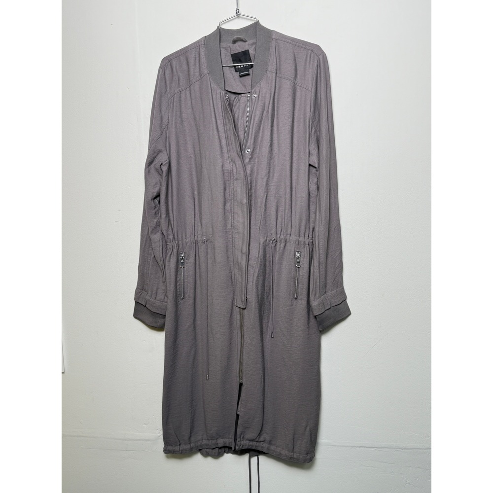 TROUVÉ Women's Gray Bomber‎ Style Long Dress Jacket Size L